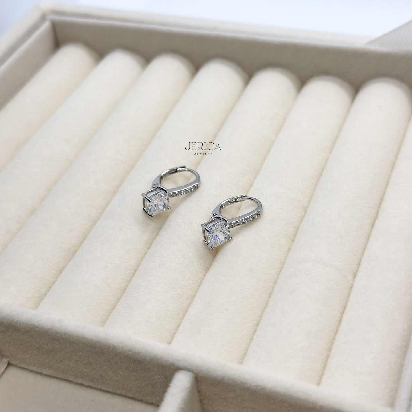 Stunning Square Zirconia Back Drop Earrings