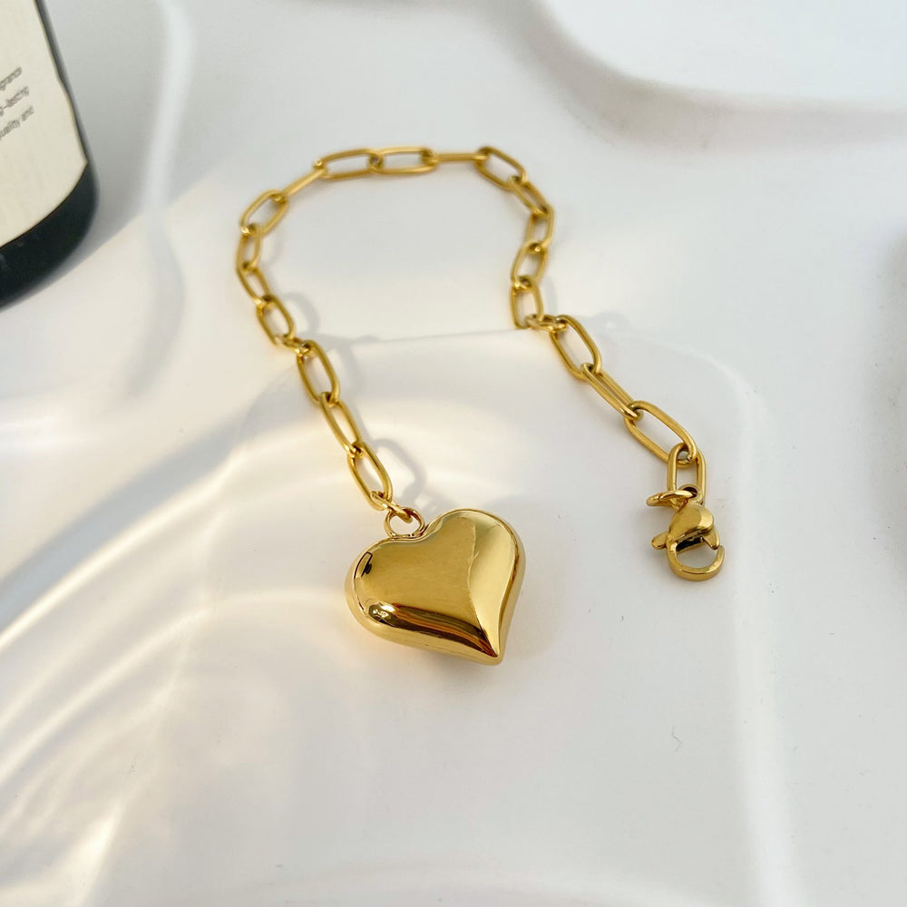 Paper Clip Chain with Heart Bracelets