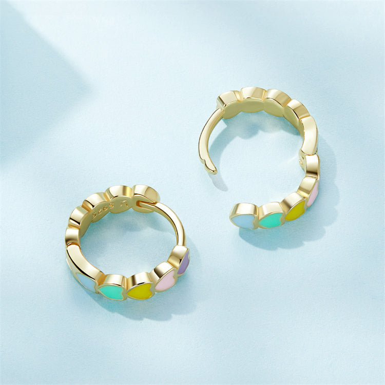 Rainbow Love Huggie Earrings