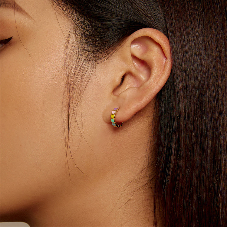 Rainbow Love Huggie Earrings