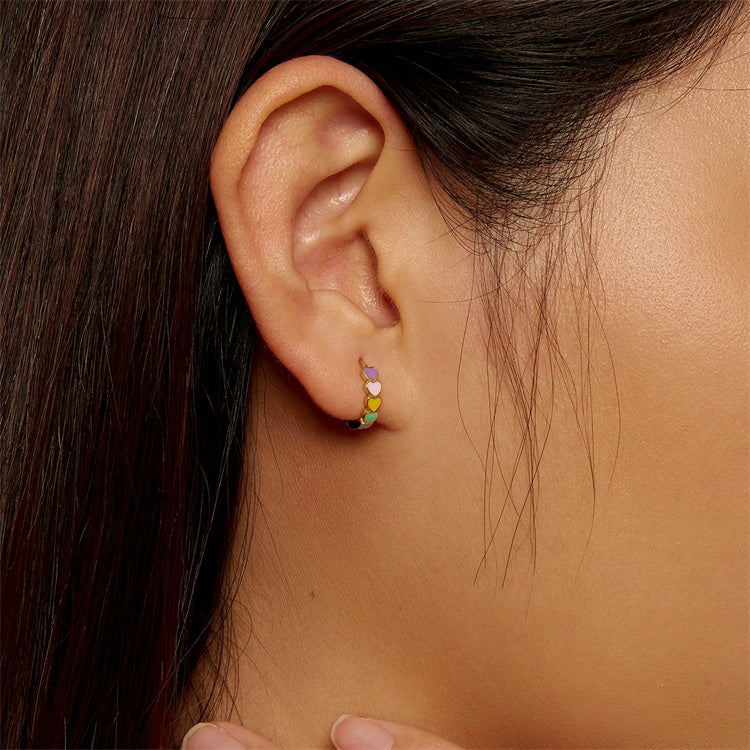 Rainbow Love Huggie Earrings