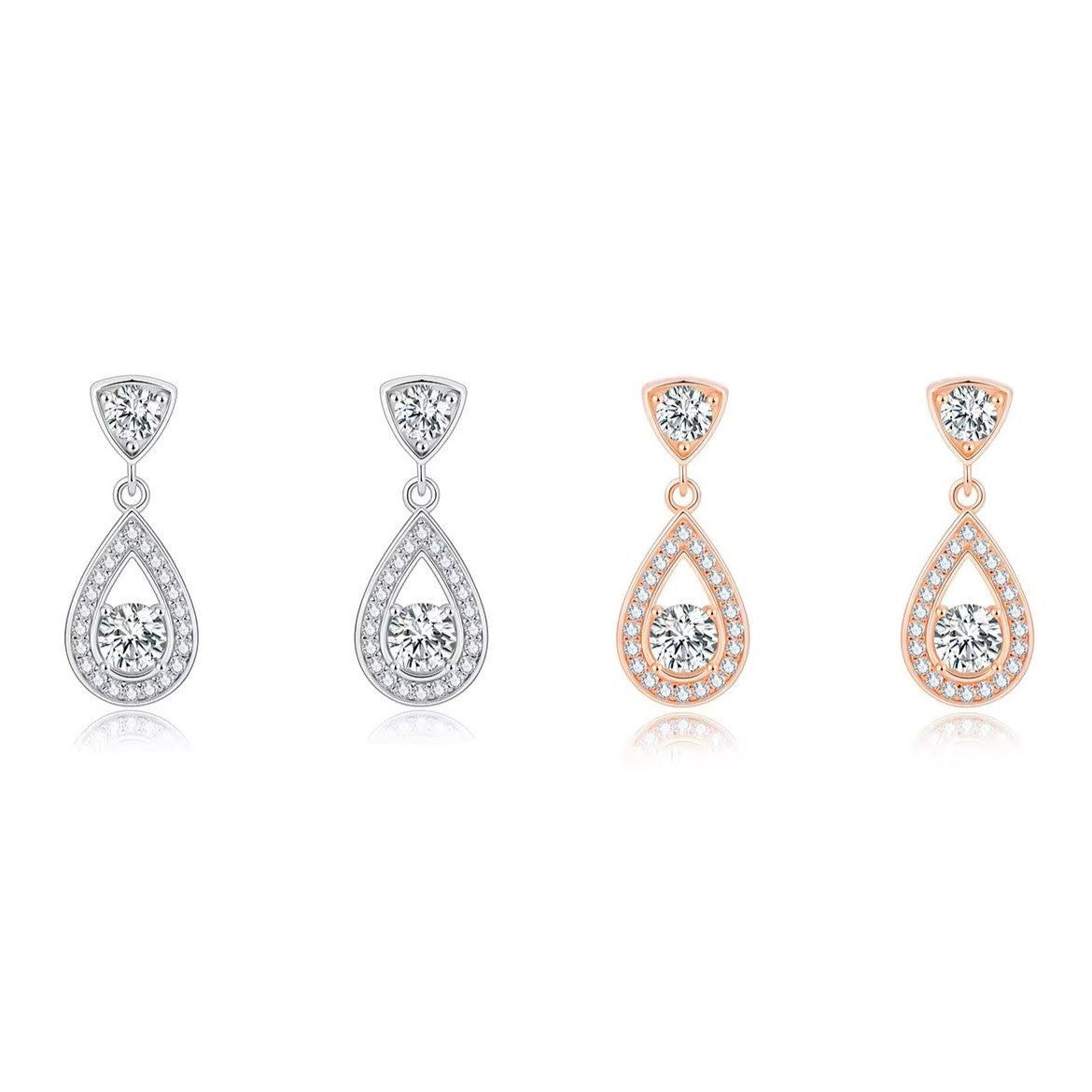 Pear-Shaped Teardrops Earrings (Silver/Rose Gold)