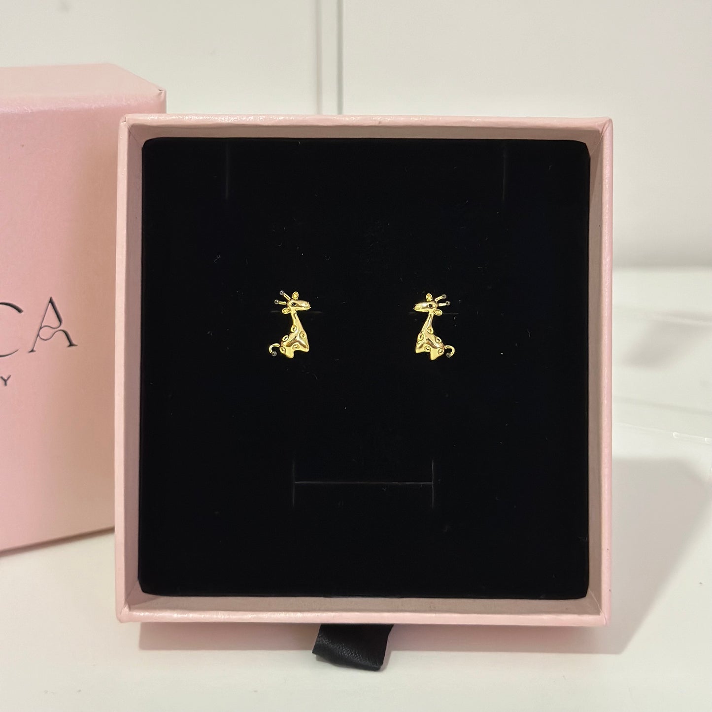 Cute Giraffe Yellow Gold Plated Stud Earrings