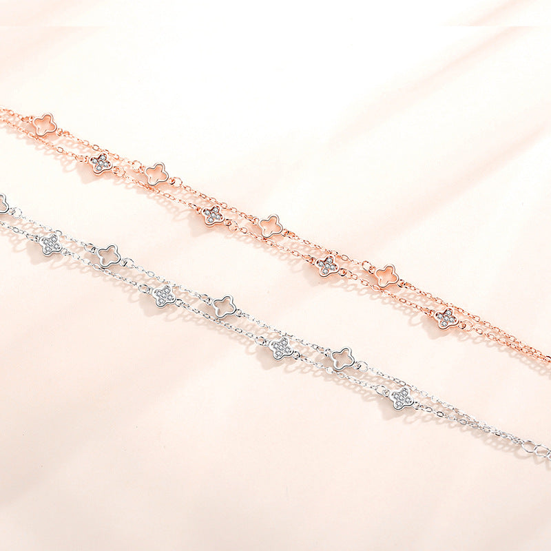 Clover Double Chain Bracelets (Rose Gold/Silver)