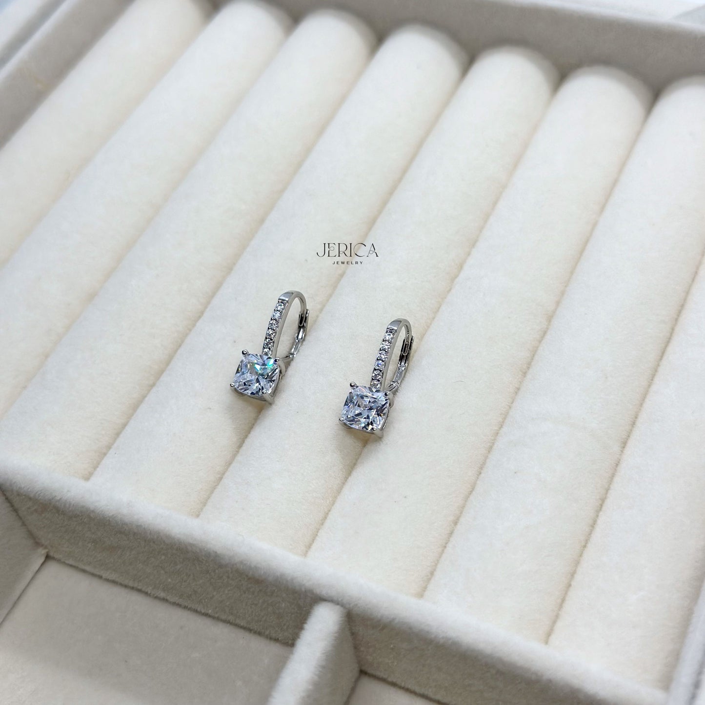 Stunning Square Zirconia Back Drop Earrings