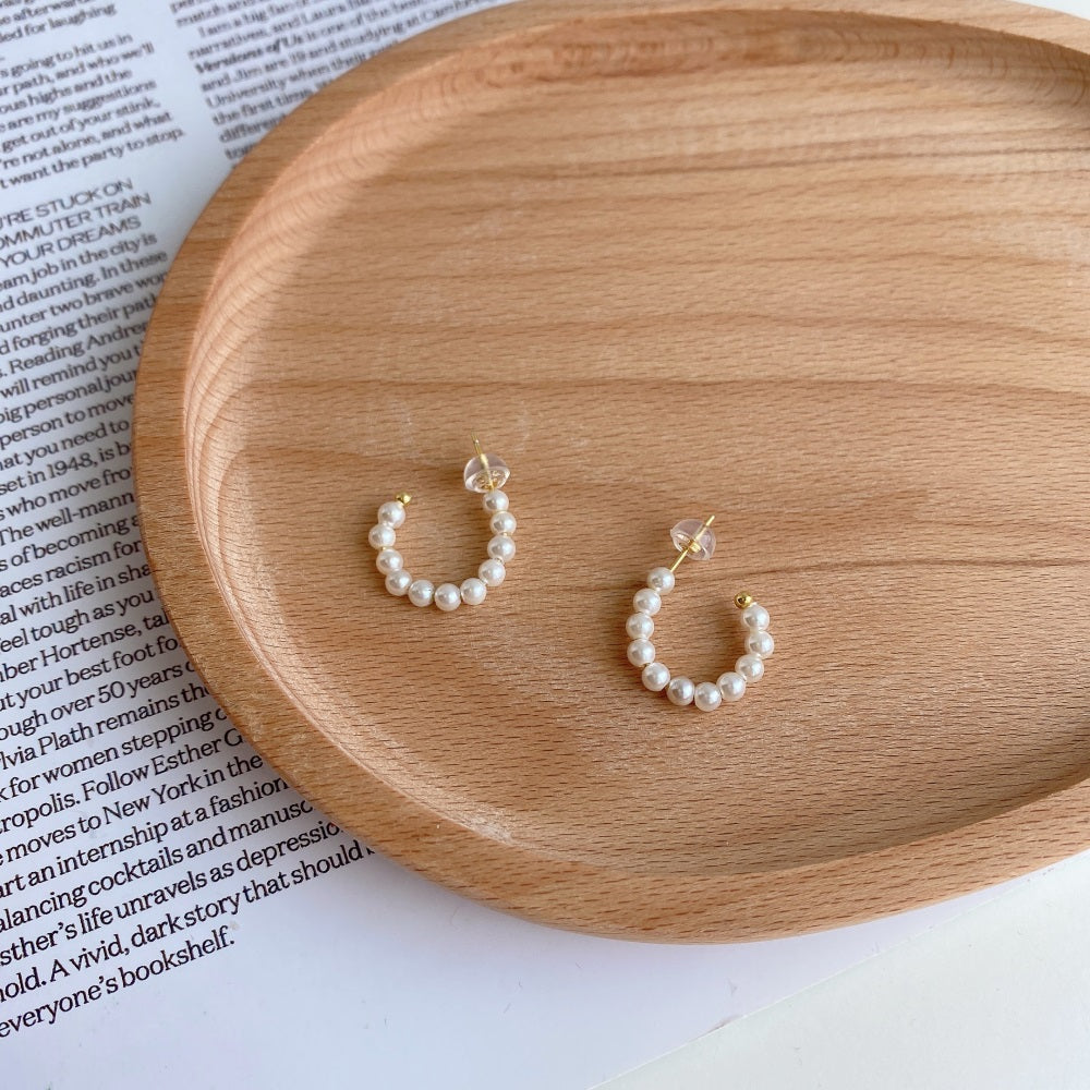 Mini Shell Pearls Silver/Gold Plated Stud Earrings