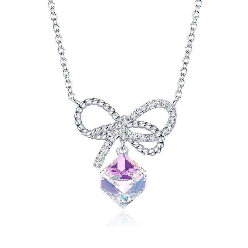 Elegance in Crystal Bows Earrings and Necklace Set