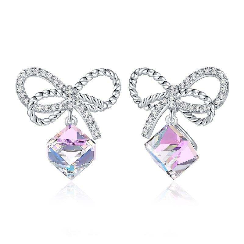 Elegance in Crystal Bows Earrings and Necklace Set