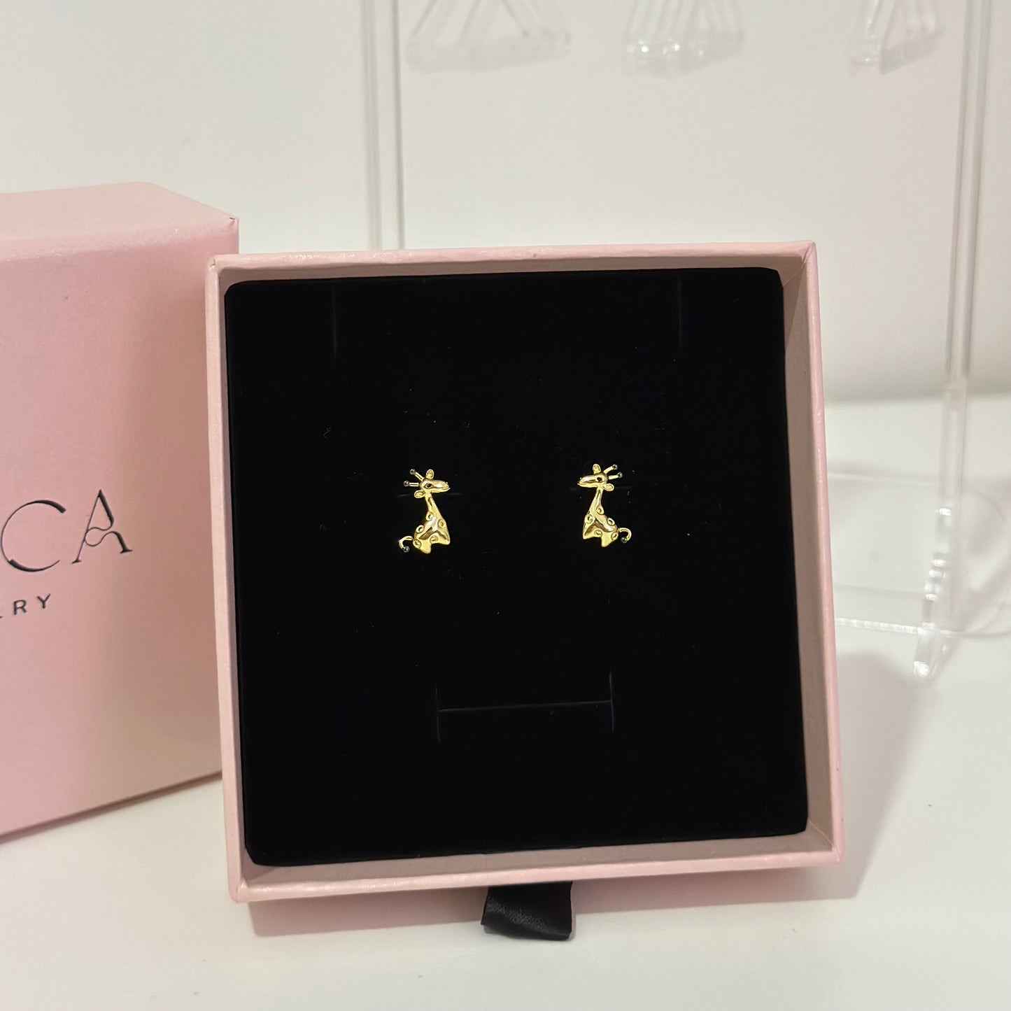 Cute Giraffe Yellow Gold Plated Stud Earrings