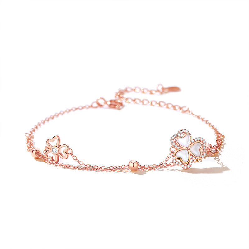 Clover 3 Leaf Pearl Rose Gold Bracelets