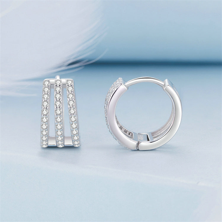 Unique Geometric Cubic Zircon Huggie Earrings