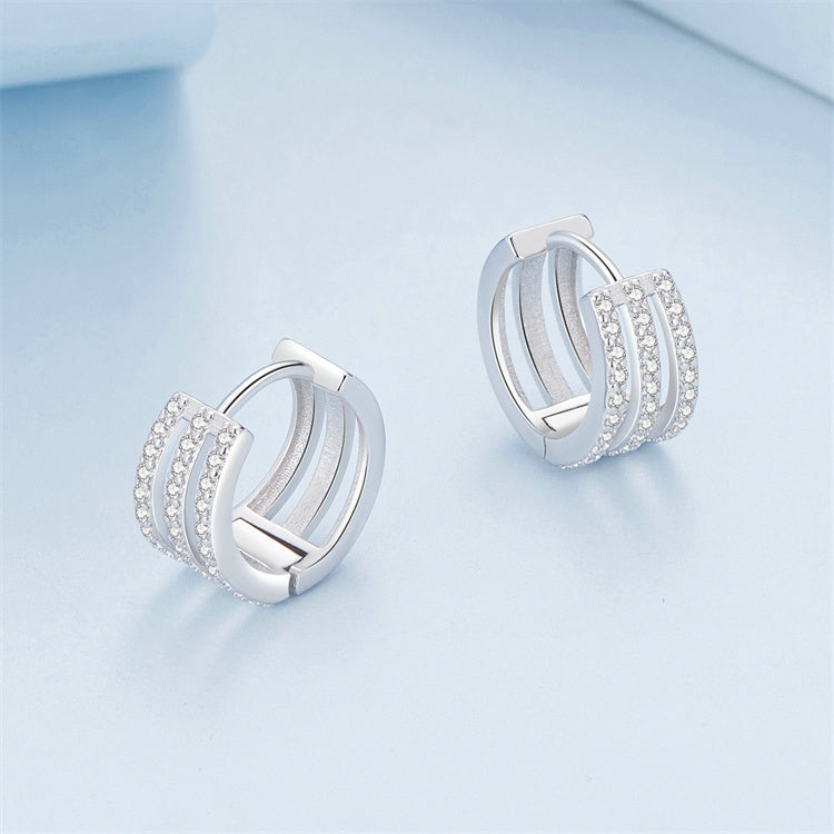 Unique Geometric Cubic Zircon Huggie Earrings