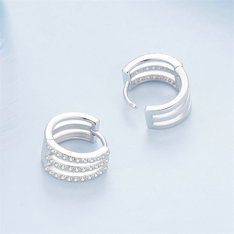 Unique Geometric Cubic Zircon Huggie Earrings