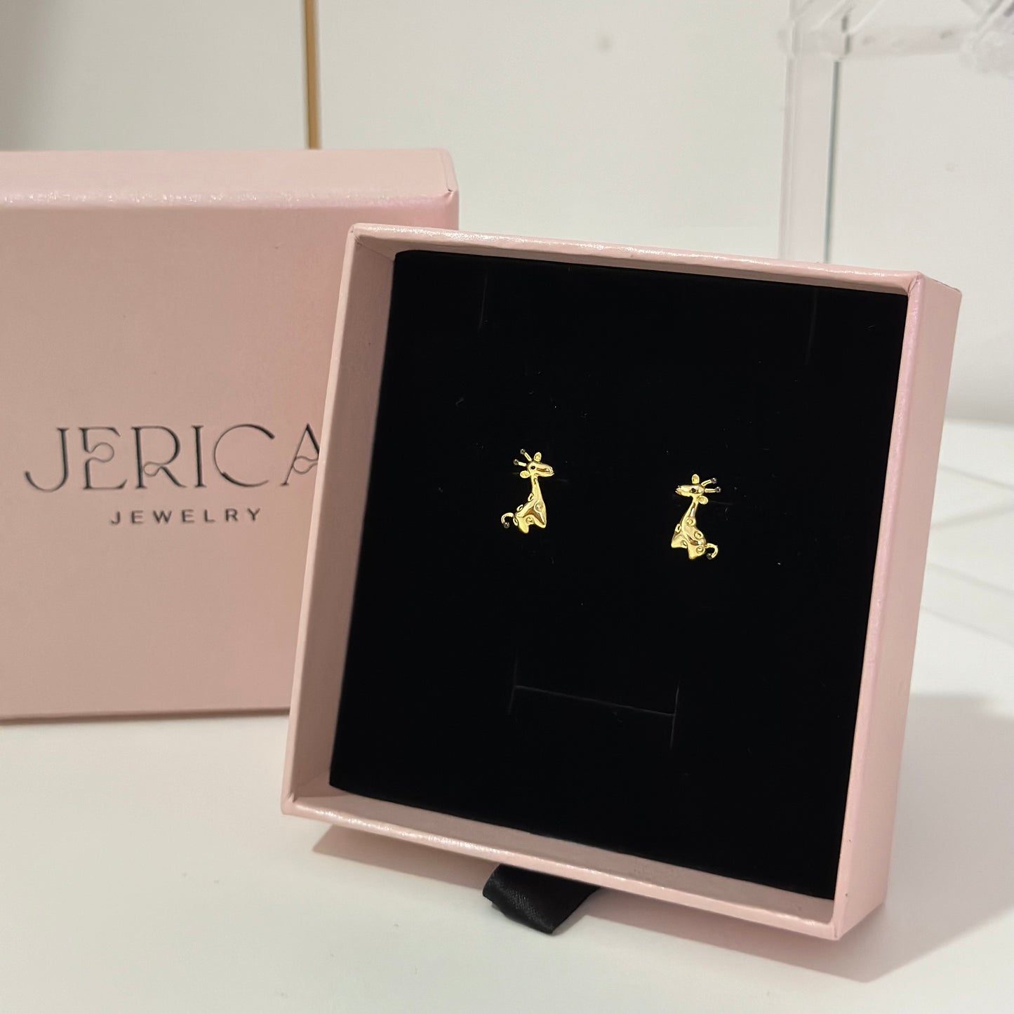 Cute Giraffe Yellow Gold Plated Stud Earrings