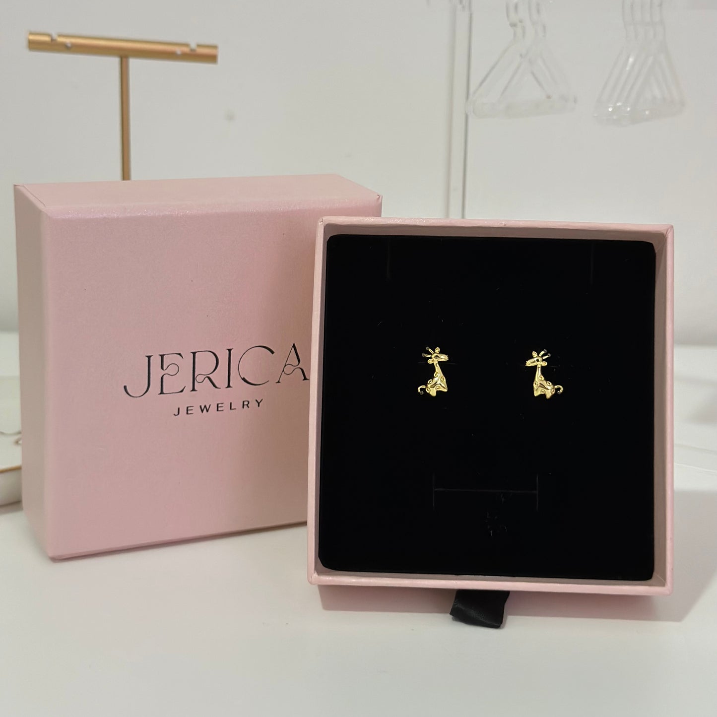 Cute Giraffe Yellow Gold Plated Stud Earrings