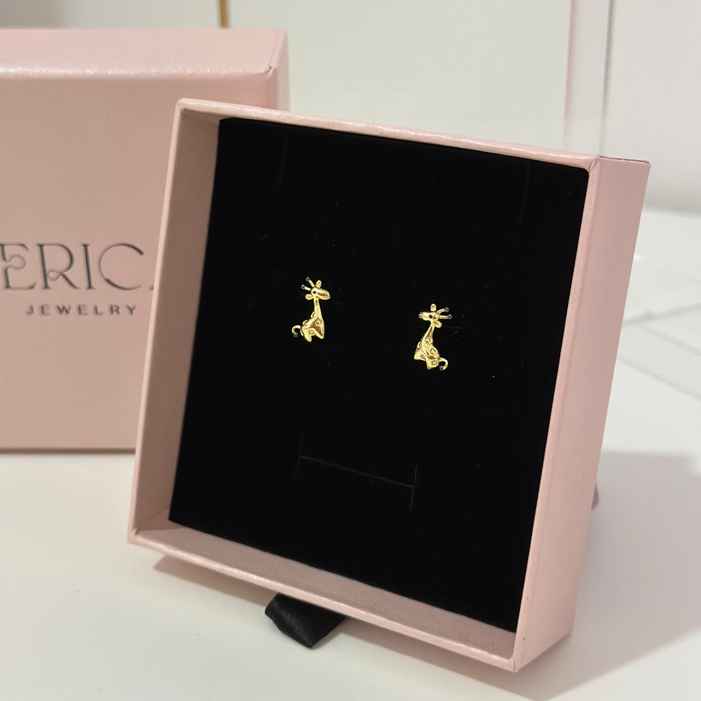 Cute Giraffe Yellow Gold Plated Stud Earrings