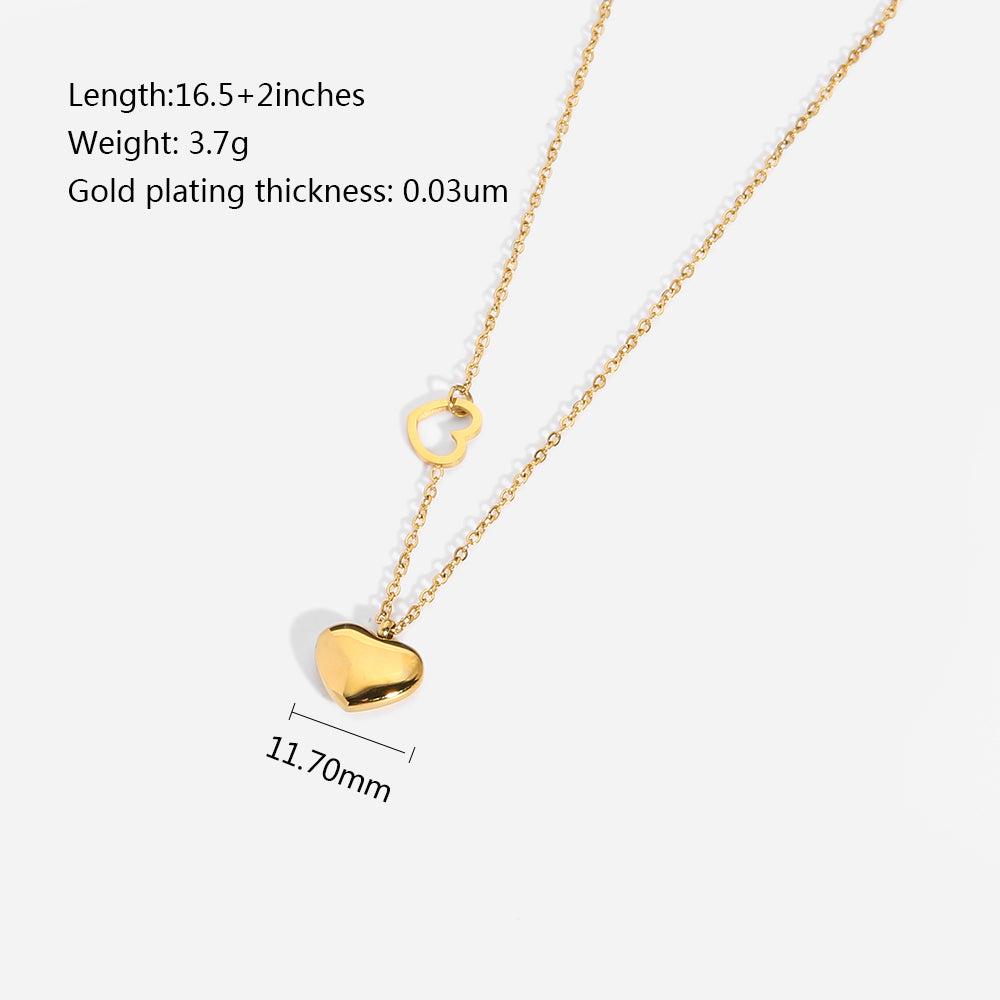 SS 18K Gold Plated Double Heart Necklaces