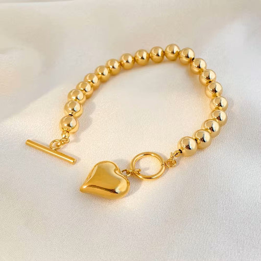 SS 18K Gold Bold Chain Love Bracelets