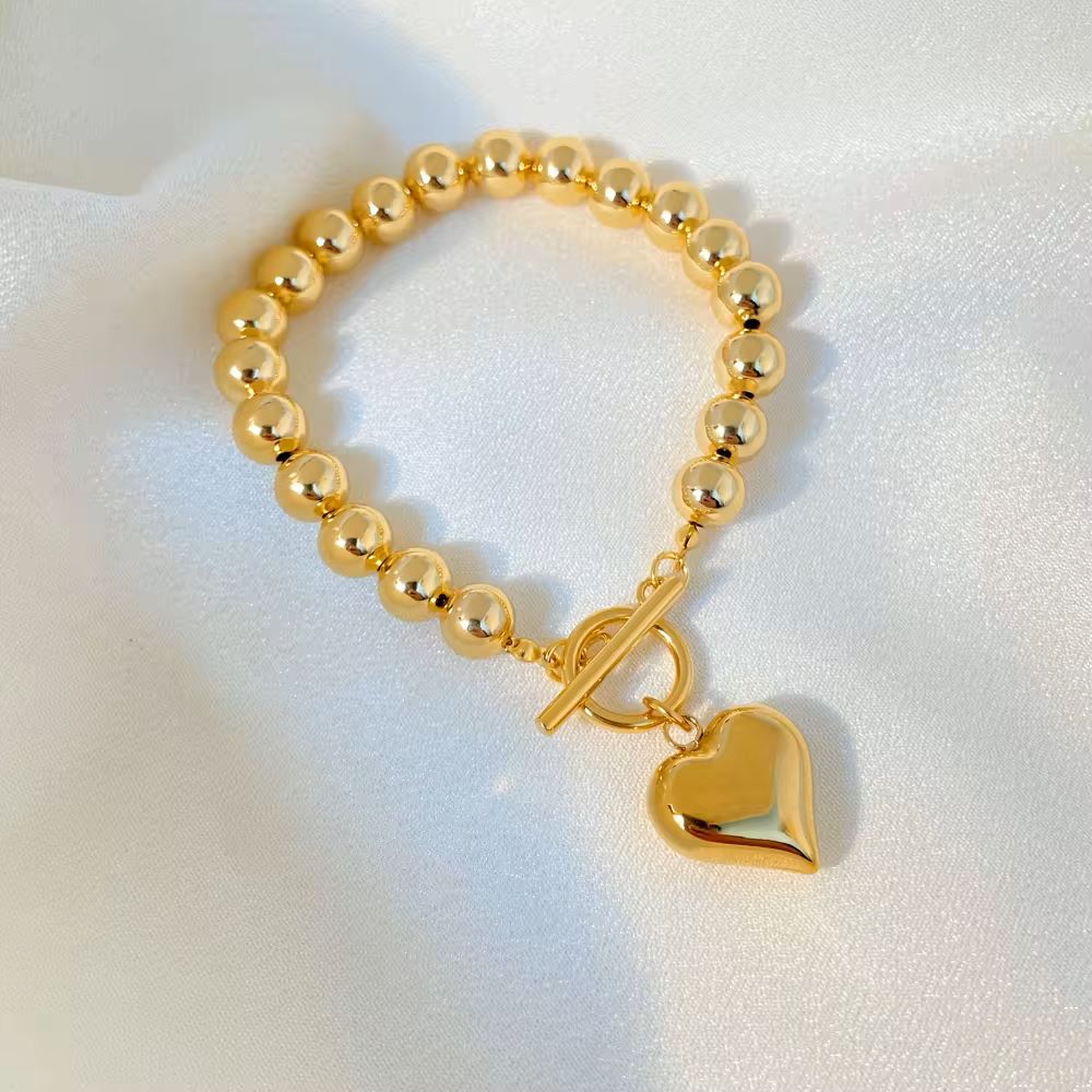 SS 18K Gold Bold Chain Love Bracelets