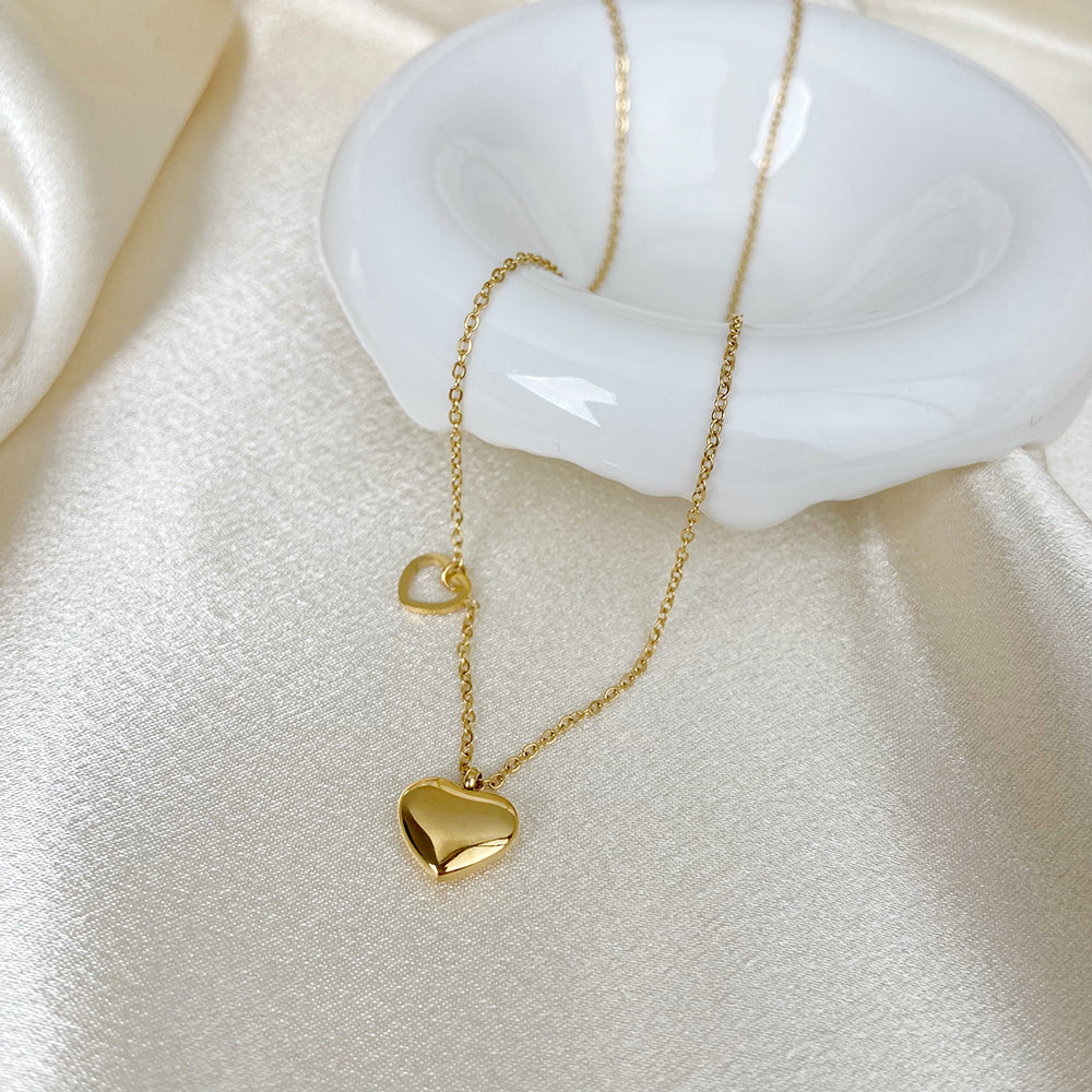 SS 18K Gold Plated Double Heart Necklaces