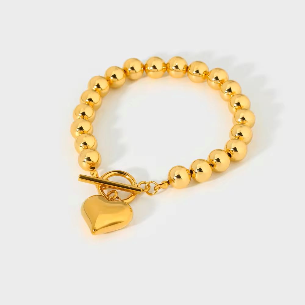 SS 18K Gold Bold Chain Love Bracelets