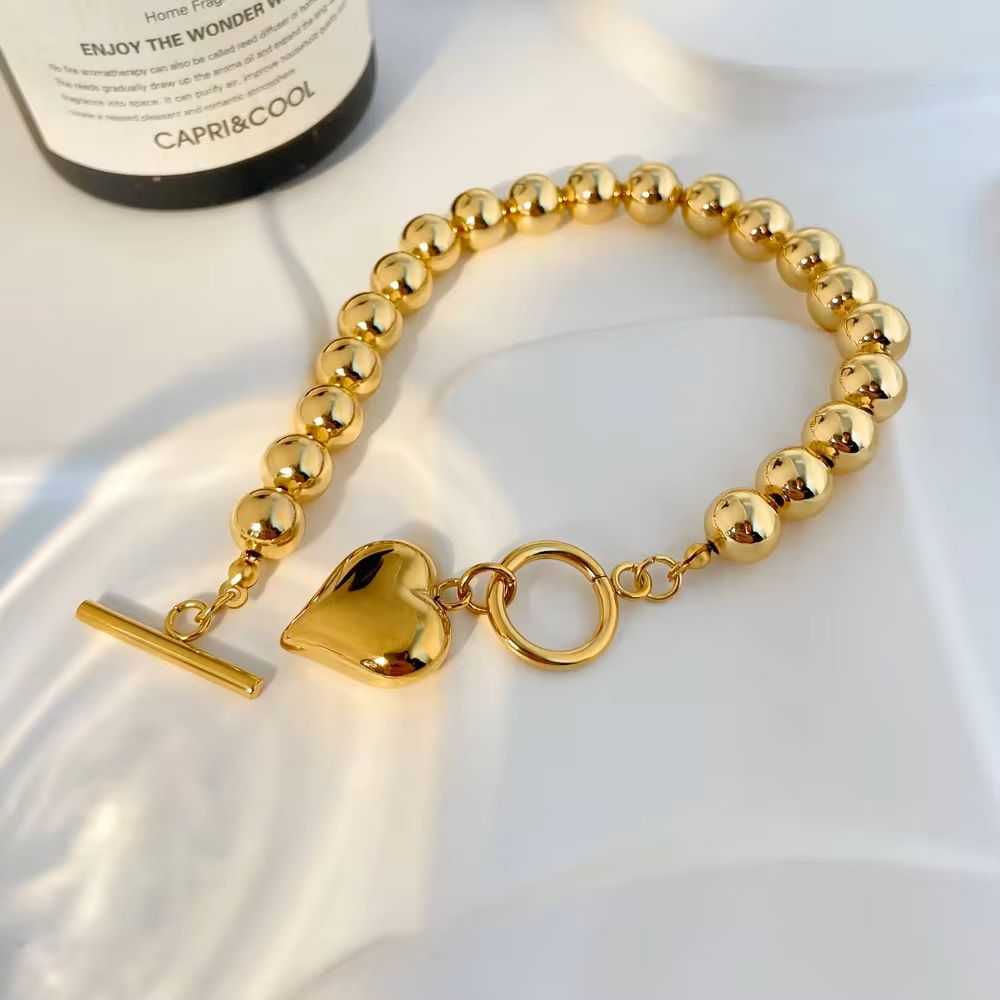 SS 18K Gold Bold Chain Love Bracelets