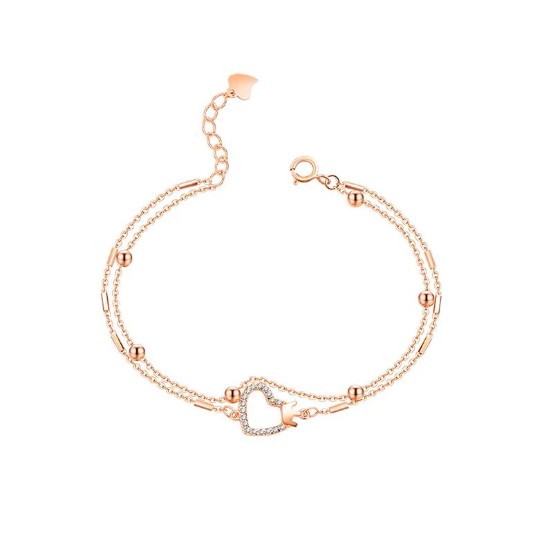 Crowned Heart Rose Gold Bracelets