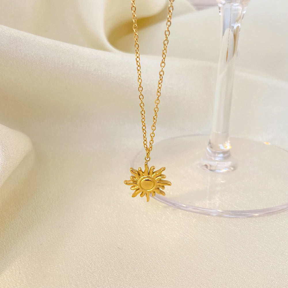 SS 18K Gold Plated Sun Charm Necklaces