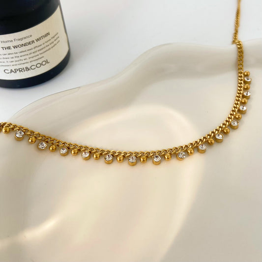 SS 18K Gold Plated Retro Style Zirconia Necklaces