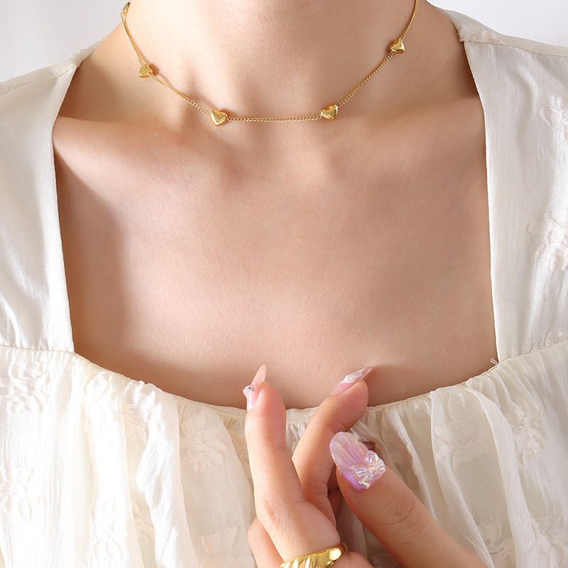 SS 18K Gold Plated Mini Heart Choker