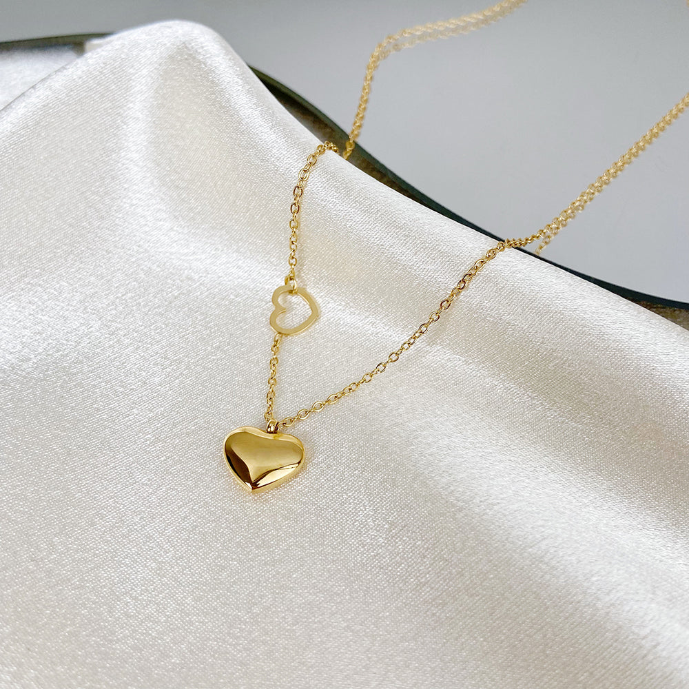 SS 18K Gold Plated Double Heart Necklaces