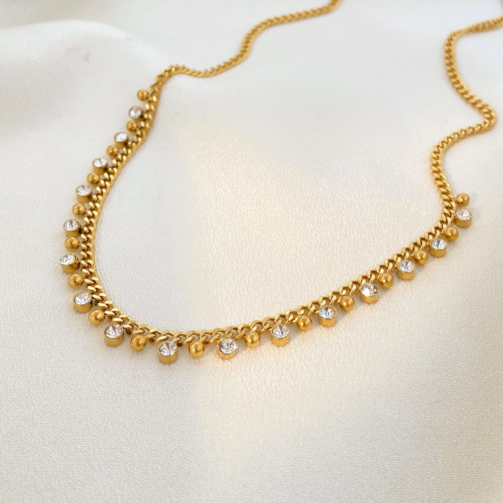 SS 18K Gold Plated Retro Style Zirconia Necklaces