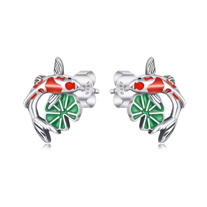 Lucky Koi Blossom Stud Earrings