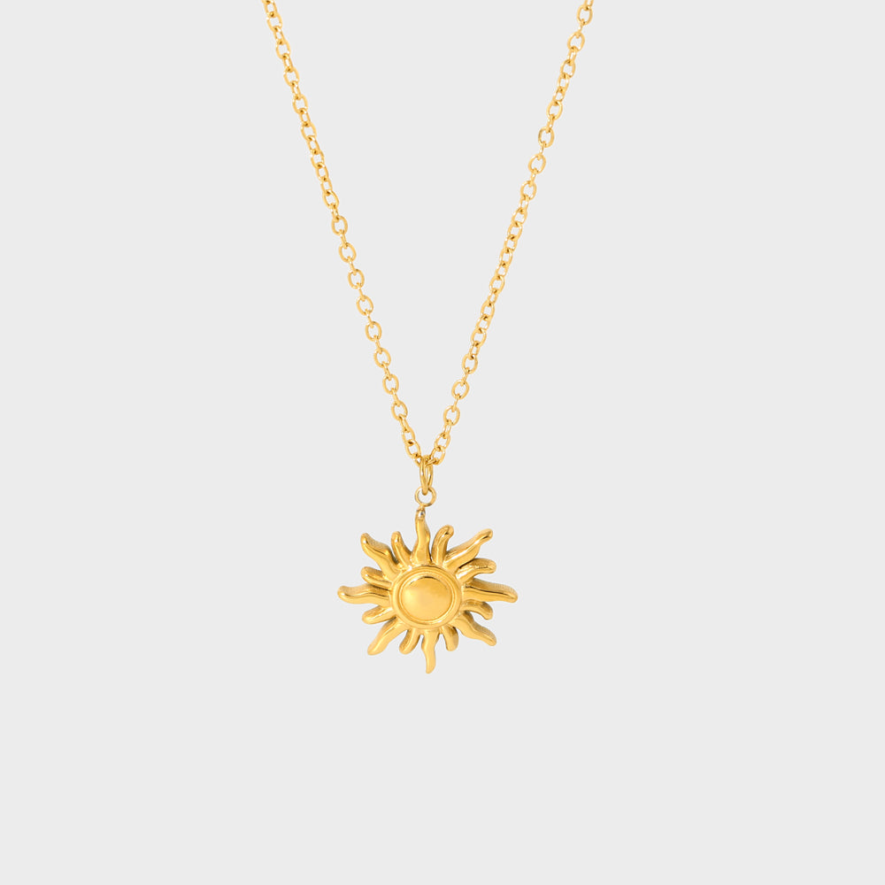 SS 18K Gold Plated Sun Charm Necklaces