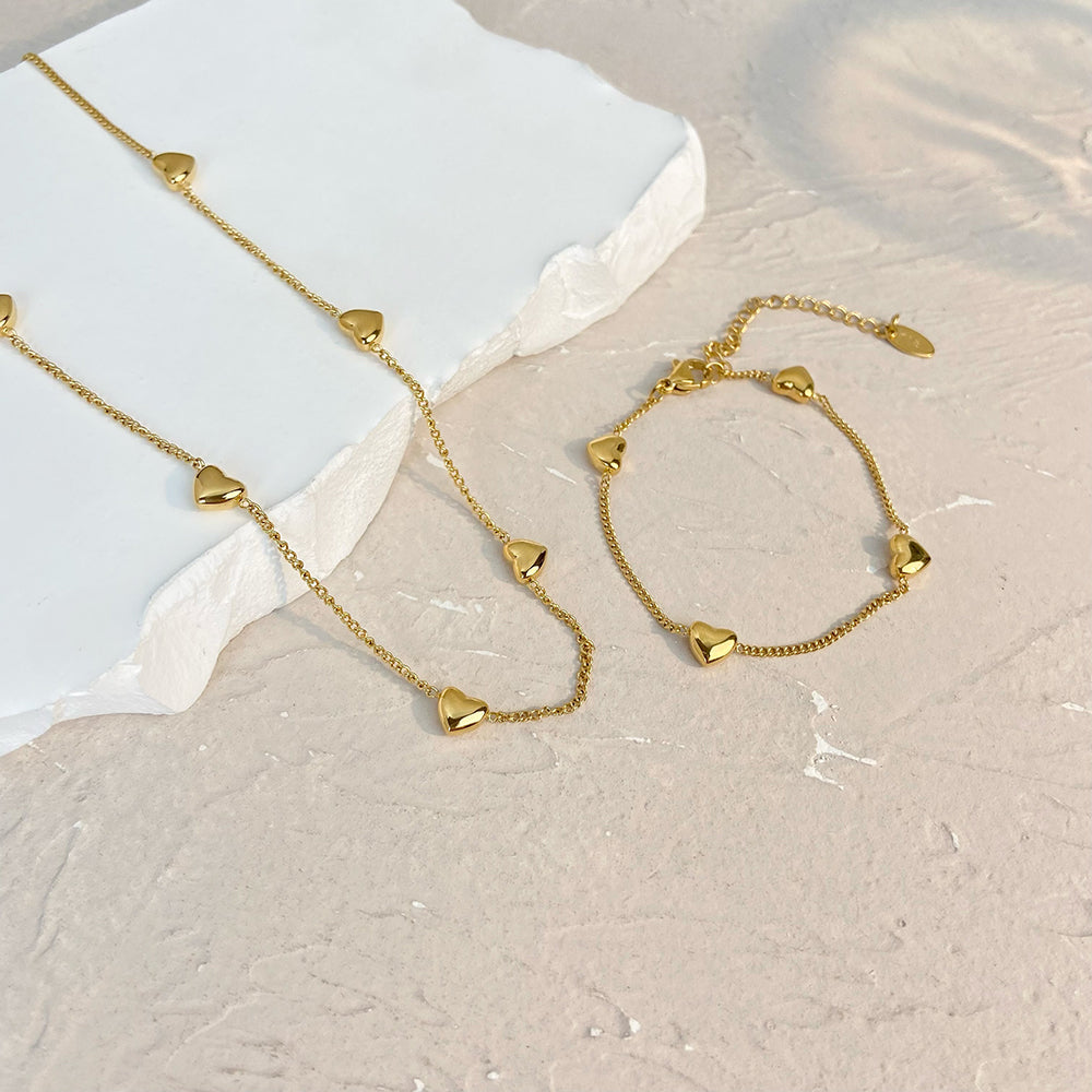 SS 18K Gold Plated Mini Heart Choker