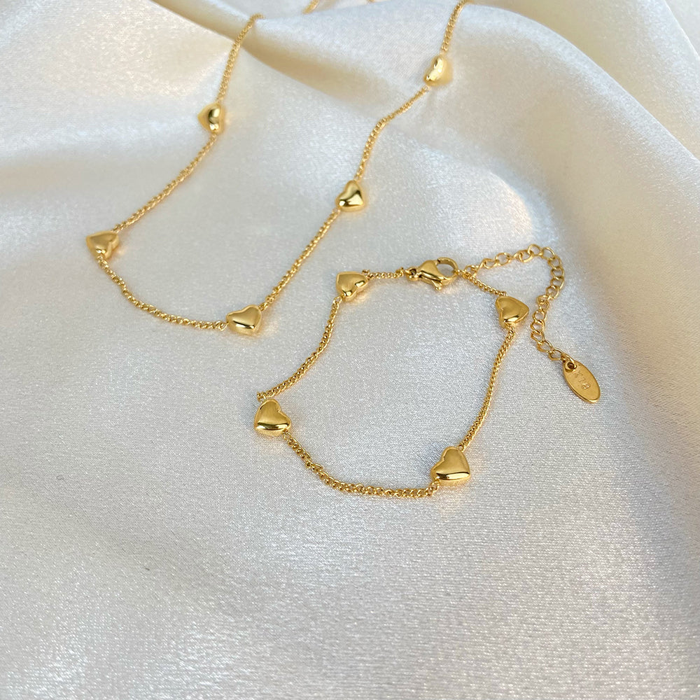 SS 18K Gold Plated Mini Heart Choker