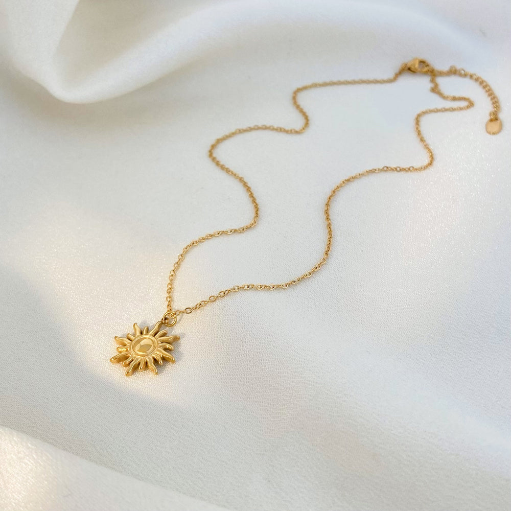 SS 18K Gold Plated Sun Charm Necklaces