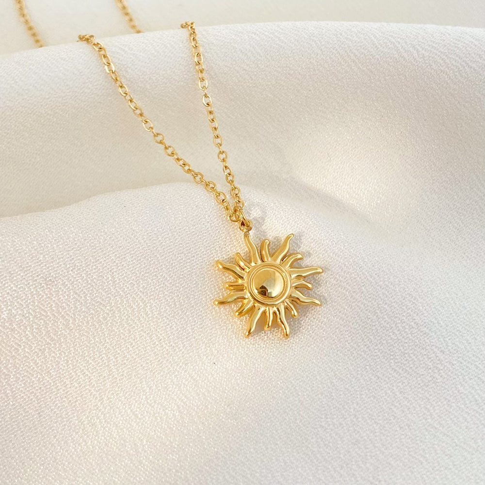 SS 18K Gold Plated Sun Charm Necklaces