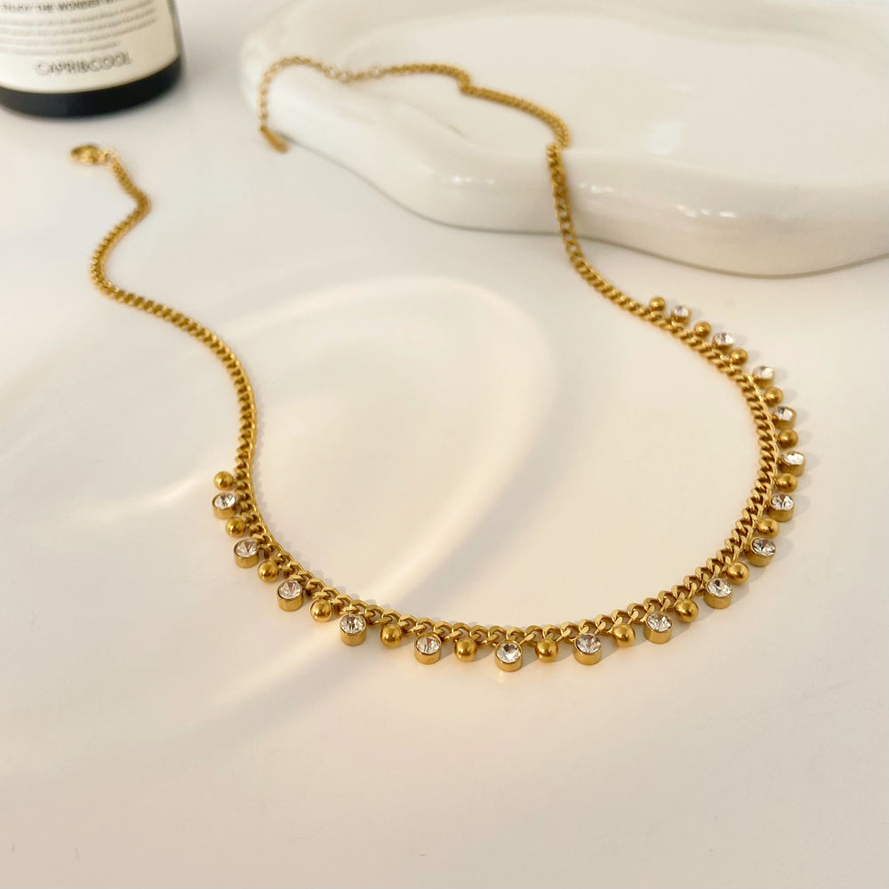 SS 18K Gold Plated Retro Style Zirconia Necklaces