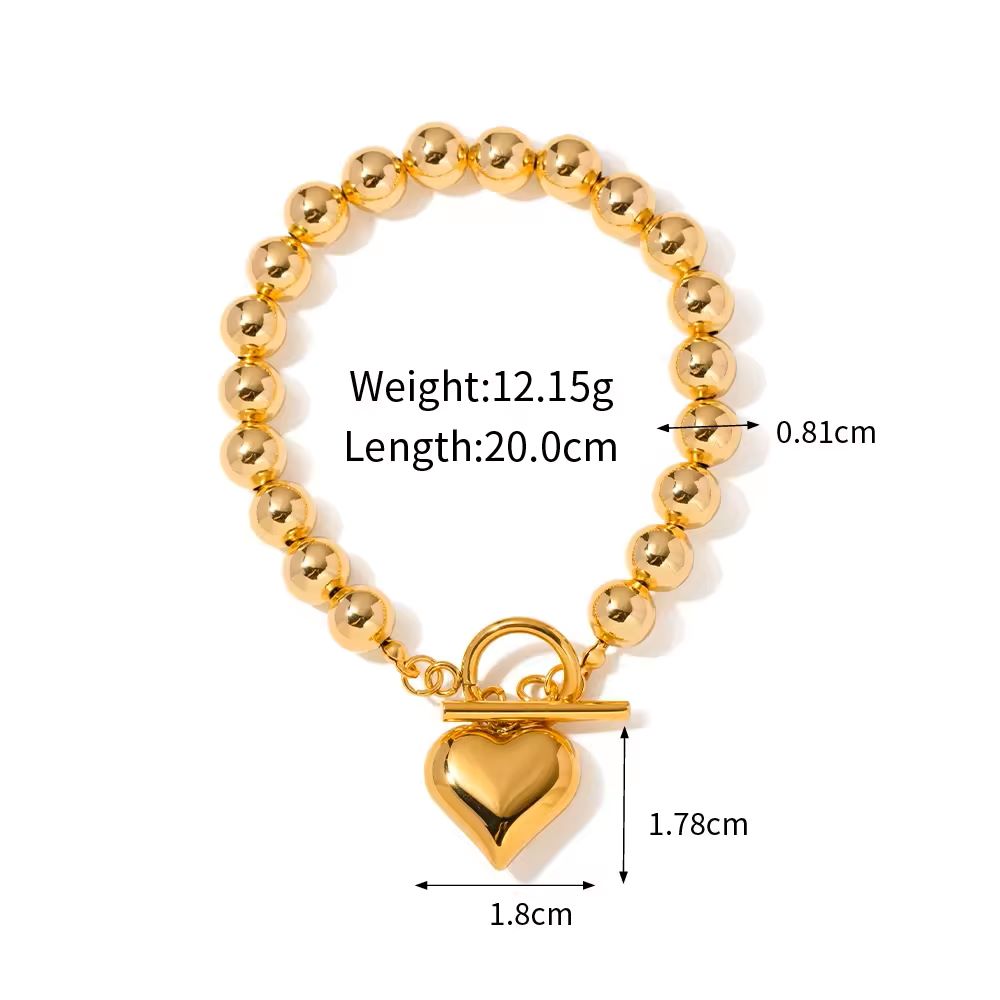 SS 18K Gold Bold Chain Love Bracelets