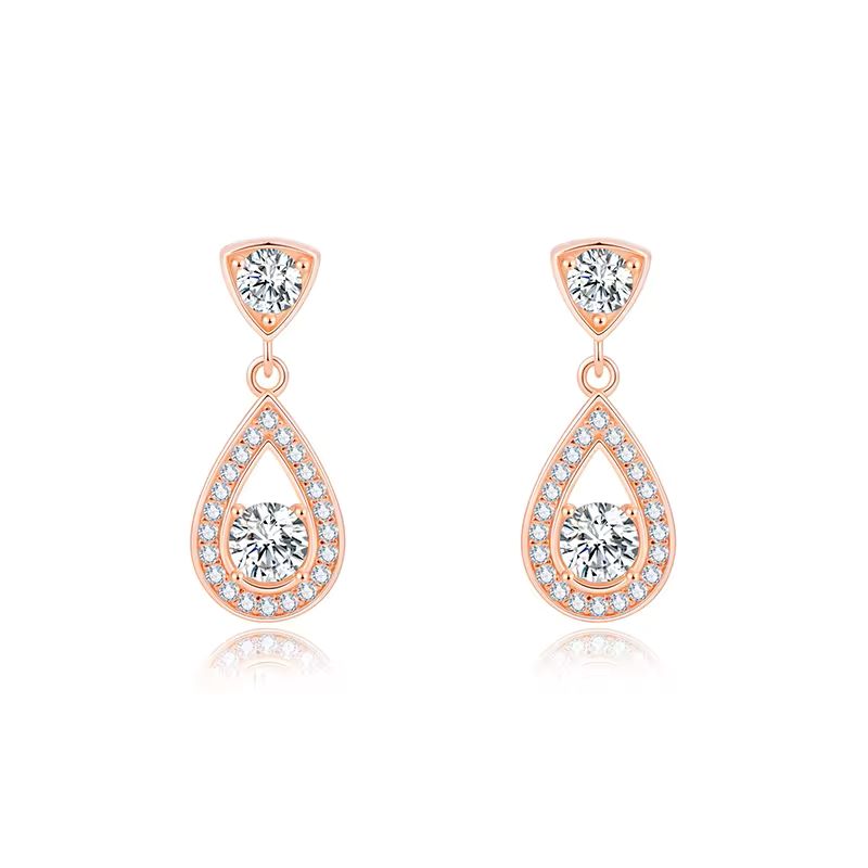 Pear-Shaped Teardrops Earrings (Silver/Rose Gold)