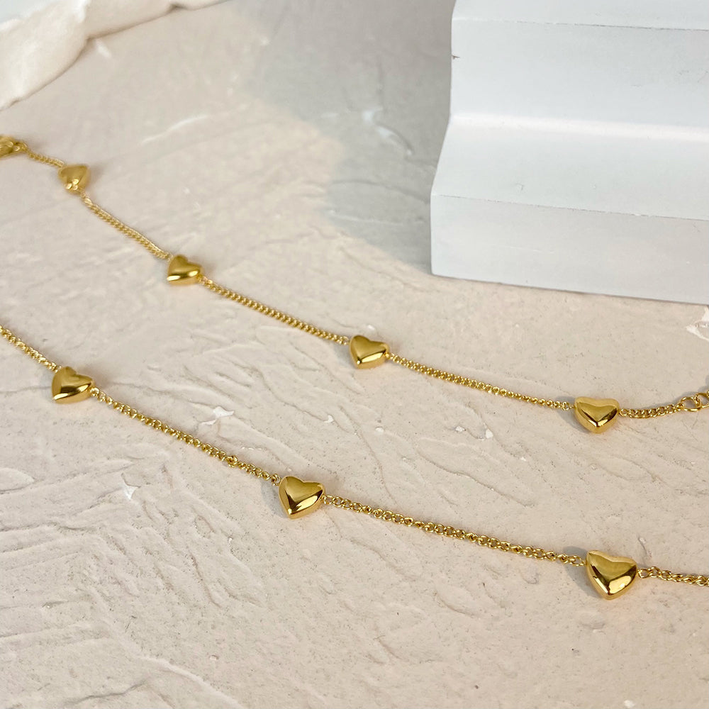 SS 18K Gold Plated Mini Heart Choker