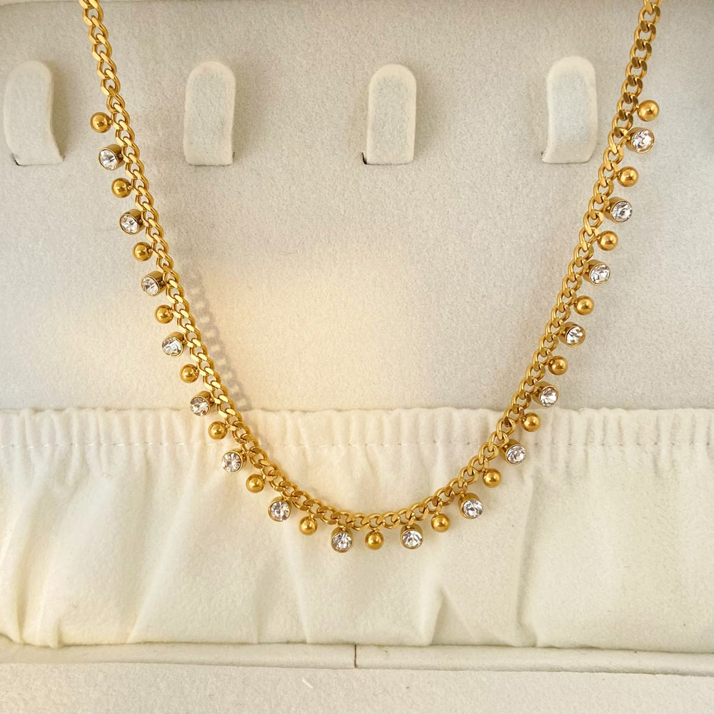 SS 18K Gold Plated Retro Style Zirconia Necklaces