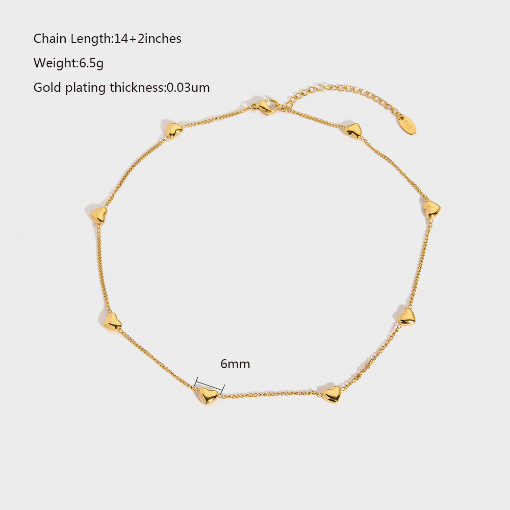 SS 18K Gold Plated Mini Heart Choker