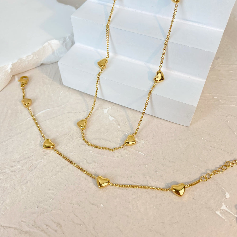 SS 18K Gold Plated Mini Heart Choker