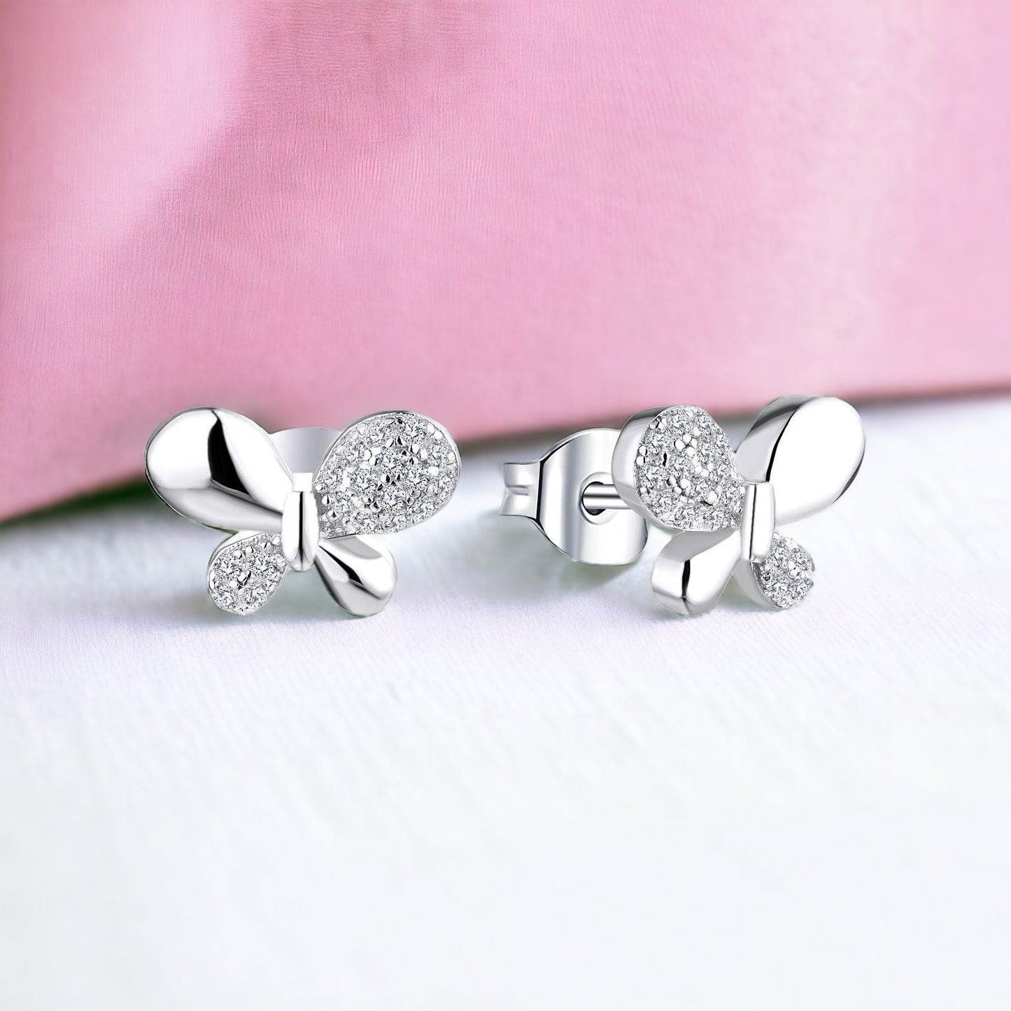 Bowknot Cubic Zirconia Stud Earrings