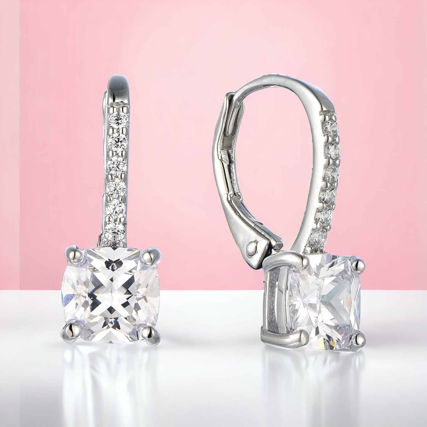 Stunning Square Zirconia Back Drop Earrings