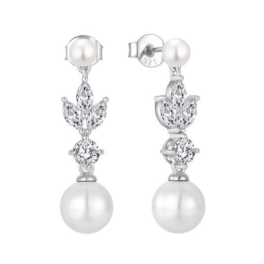 Leafy Luxe Pearl Drops Earrings