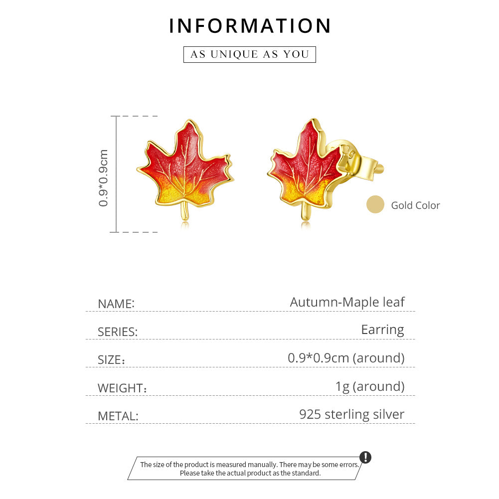 Autumn Maple Leaf Studs Earrings