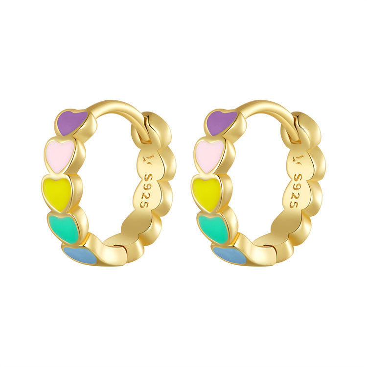 Rainbow Love 14K Gold Huggie Earrings